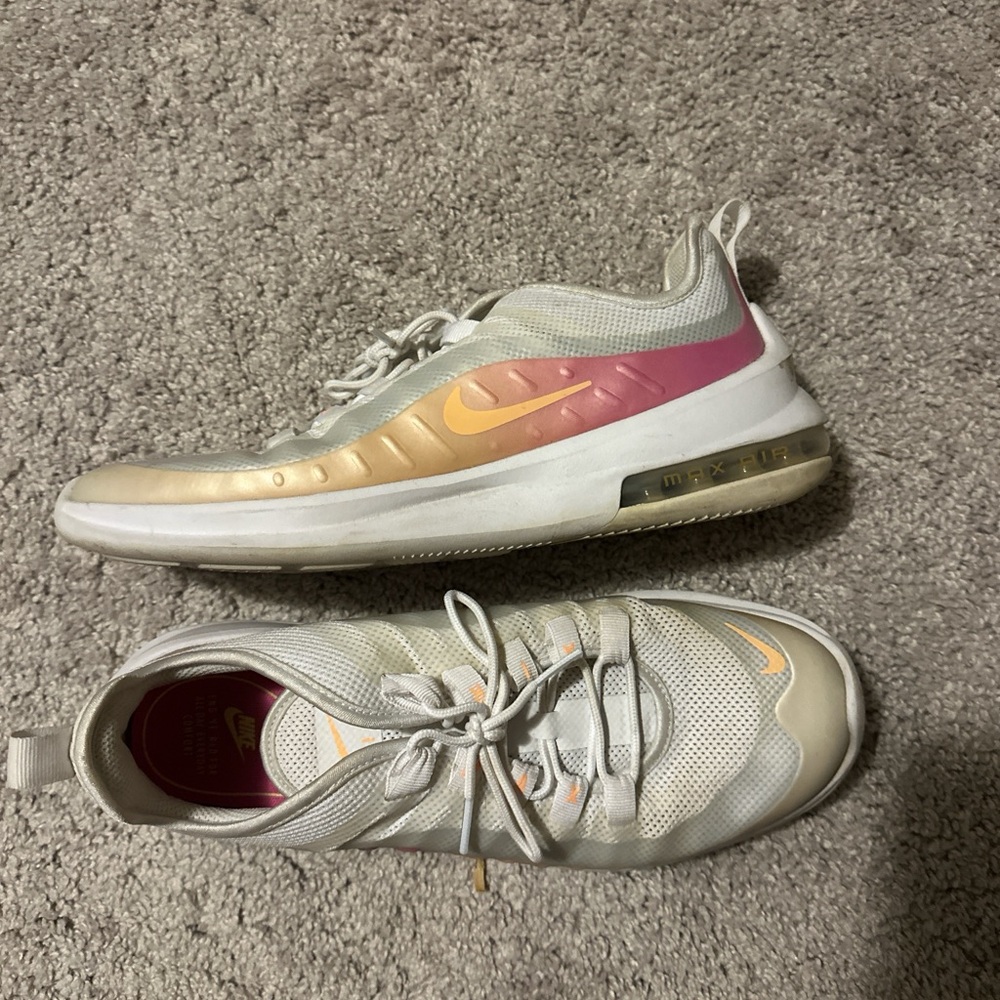Nike White Sneakers with Pink to Gold Gradient Accents